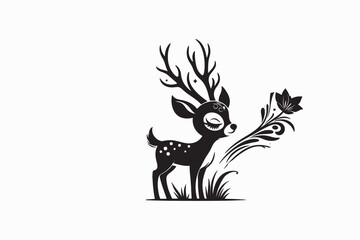 Baby deer silhouette vector Illustration