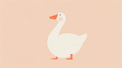 Obraz premium Illustration of a white goose on a peach background