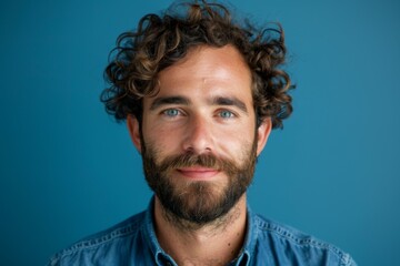 Fototapeta premium Portrait of a Man with Curly Hair and Beard