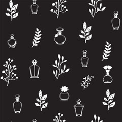 Black Perfume Bottles Pattern vector