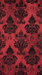 Decorative red and black baroque wallpaper pattern