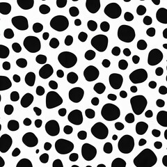 Obraz premium seamless hand drawn small dense polkadot animal spots pattern in white on black background