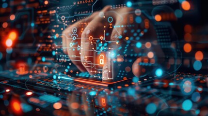 Obraz premium Businessman using virtual cyber security, online data protection technology, global business network security
