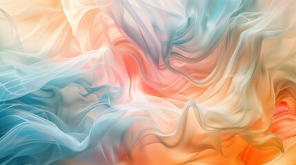 Obraz premium Abstract Colorful Flowing Fabric Waves in Pastel Shades of Purple and Pink, Fluid Gradient Background