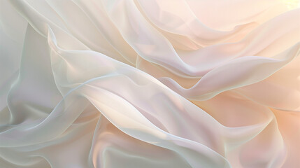 Obraz premium Soft Pastel Flowing Fabric Waves in Gentle Shades of Pink, Peach, and White, Elegant Fluid Background 