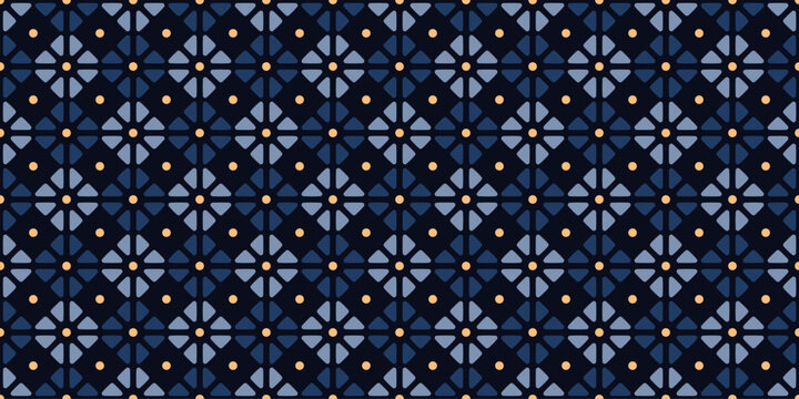 Elegant checkered pattern square shapes motif continuous classic blue background. Modern decoration ditsy floral fabric design textile swatch ladies dress, men's shirt all over print block.