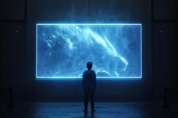 A conceptual zoo features holographic displays and enchanted enclosures