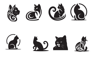 vector silhouette image bundle of cat 