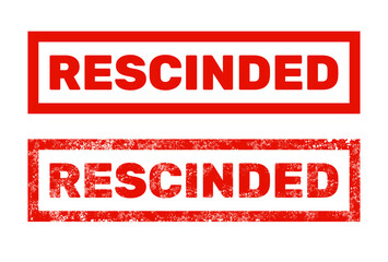 Rescinded shabby stamp, annulment or cancellation red mark, vector
