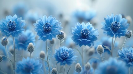 Magical atmosphere and soft light close up photo of beautiful cornflower flowers with nature concept background backdrop for your wedding, invitation, poster, banner project design