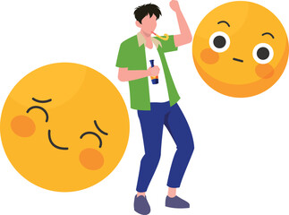 The boy is celebrating.