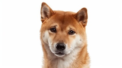 Fototapeta premium Expressive Shiba Inu Portraiture on White Background - Capturing Affectionate Emotions of a Dog