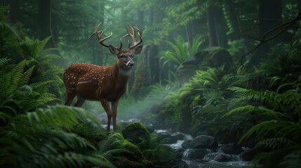 Fototapeta premium A hightech conservation project aims to protect endangered fantastical animals by creating enchanted reserves that mimic their natural habitats and shield them from harm