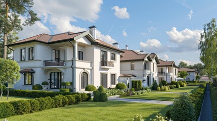 A hightech real estate development features homes with enchanted precious metal roofing and jewelencrusted gardens