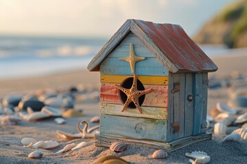 Beach House Toy with Seashells and Starfish