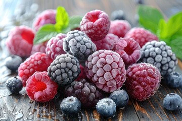 frozen fruits on the kitchen professional advertising food photography