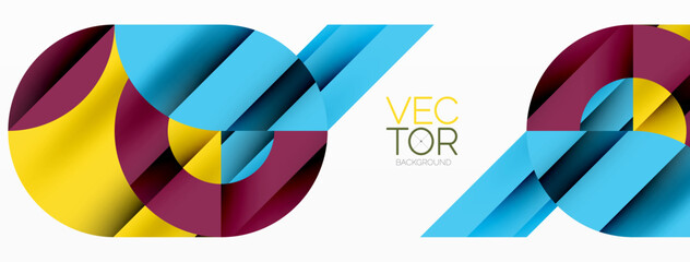 Fototapeta premium Geometric diagonal line and circle shape, wide abstract background