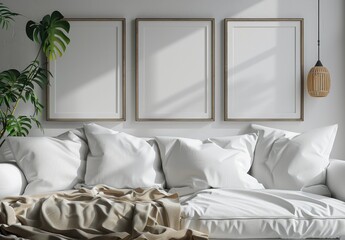 "Interior Photography: Children's Room with Three Large Frames"