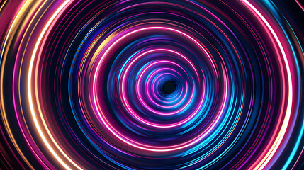 Obraz premium Pulsating Neon Rings: Concentric Circles of Electric Colors