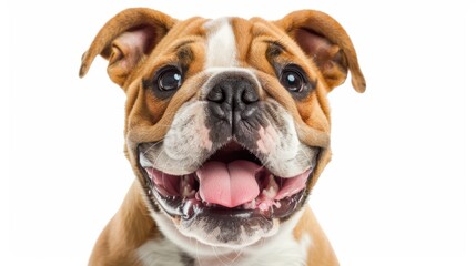 Obraz premium Cheerful Bulldog with Expressive Face, Isolated on White Background