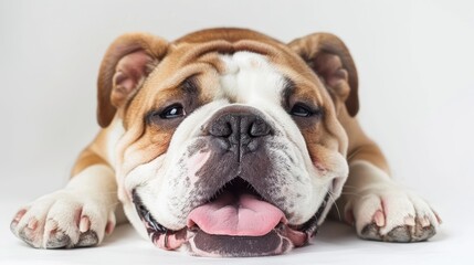 Fototapeta premium Cheerful Bulldog with a Happy Expression on Its Face Isolated on White Background