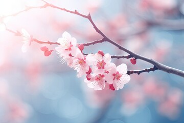 Obraz premium blurred background with branches and cherry blossoms with generative ai