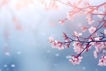 Obraz premium blurred background with branches and cherry blossoms with generative ai