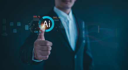Ai technology.  AI Learning and Artificial Intelligence Concept,Using command prompt for generates...