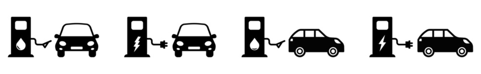 Set of Electric and Fuel charging station icon. Vector