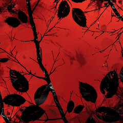 Vecror image of forest on the red background