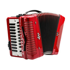 Red Accordion Isolated on transparent Background