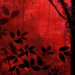 Vecror image of forest on the red background