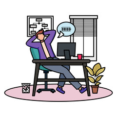 Energized Staff Member concept, Resting on standard office chair vector color design, corporate wellbeing symbol, Sedentary lifestyle sign, self serving behaviors stock illustration