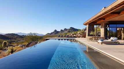 Fototapeta premium Luxurious swimming pool in a desert landscape.