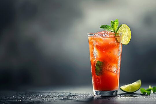 Zanahoria vase with endibia leaves on a gray background