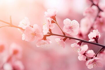 Obraz premium blurred background with branches and cherry blossoms with generative ai