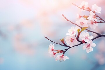 Obraz premium blurred background with branches and cherry blossoms with generative ai