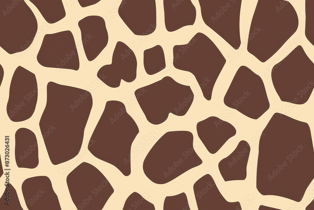 Poster seamless pattern recreating the skin of a giraffe using a brown and a beige color, useful for backgr