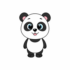 A happy pulling cute little panda vector illustration