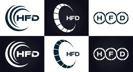 HFD logo. H F D design. White HFD letter. HFD, H F D letter logo design. H F D letter logo design in GOLD, GOLDEN LOGO, THREE, style. letter logo set in one artboard. H F D letter logo vector design.	