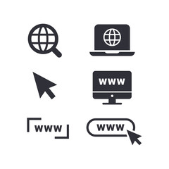 web icons set. Simple line and solid globe icon. Go to web symbol icon vector illustration