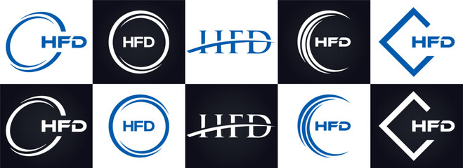 HFD logo. H F D design. White HFD letter. HFD, H F D letter logo design. H F D letter logo design in GOLD, GOLDEN LOGO, THREE, style. letter logo set in one artboard. H F D letter logo vector design.	