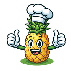 pineapple fruit mascot character in chef costume giving thumbs up