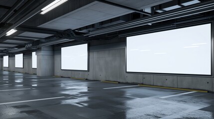 Obraz premium mocap screens in the underground car park