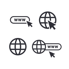 globe and internet icons. Simple line globe icon. Go to web symbol icon vector illustration
