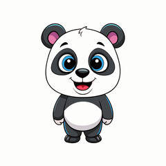 A happy pulling cute little panda vector illustration