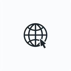 Simple line globe icon. Go to web symbol icon vector illustration