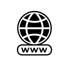 Simple line globe icon with www. Go to web symbol icon vector illustration.