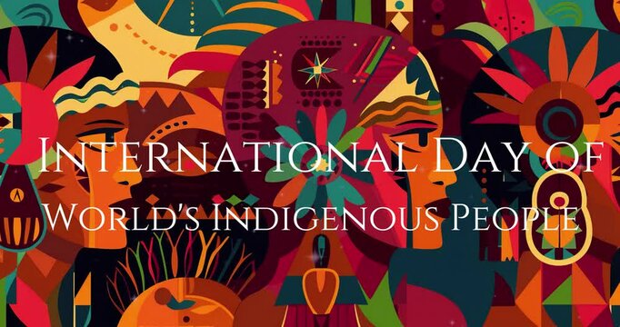 "Design a culturally rich copy space background for International Day of World's Indigenous People, incorporating traditional symbols, vibrant indigenous artwork, and earthy tones