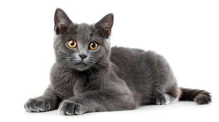 Obraz premium Remastered Image of 16 Month Old Chartreux Cat on White Background